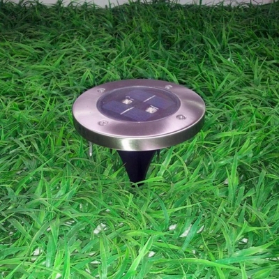 Solar Powered Disk Lights 4-Pack 3LED 0.18W Waterproof Metal Landscape Light for Garden Lawn