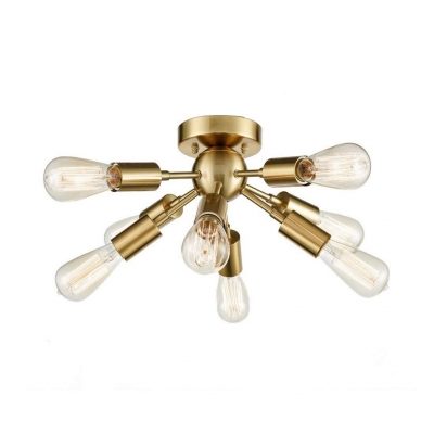 

Sputnik Semi Flush Mount Light with Open Bulb 8 Lights Mid Century Modern Gold/Nickel Ceiling Light, HL514206