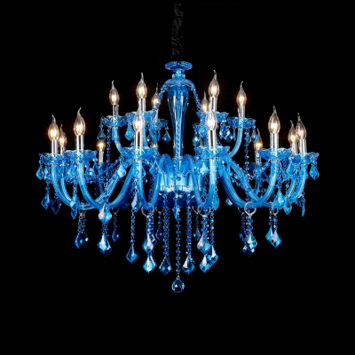 Traditional Candle Hanging Pendant 6/8/18 Lights Clear Crystal Chandelier with 12