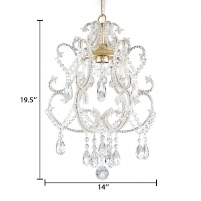 1 Light Clear Crystal Adjustable Hanging Chandelier with 19.5