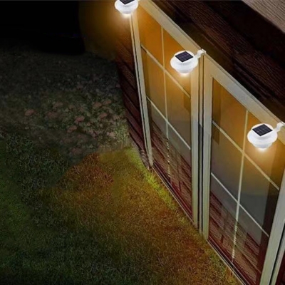 Round Solar Wall Light with Dusk To Dawn Sensor Pack of 1/2/4 1 W 3-LED Security Lights for Pathway