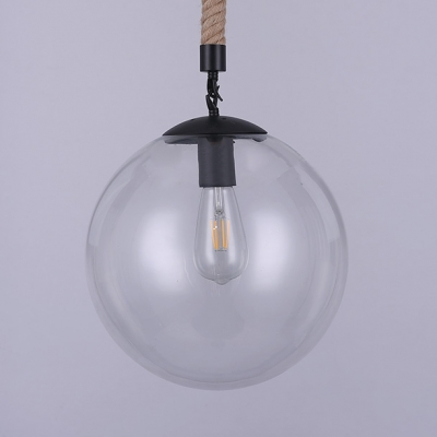 Clear Glass Pendant Lamp Single Light Industrial Hanging Lamp with Globe