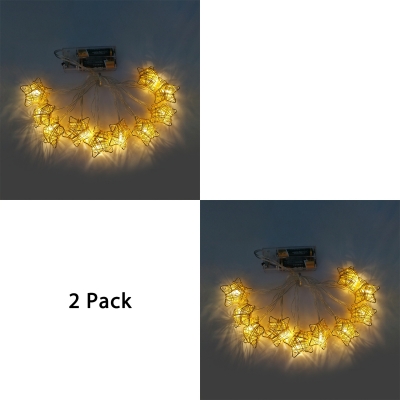 5ft 10 LED String Lamp Star/Heart/Moon Pack of 2 Hanging Lights for Balcony Patio