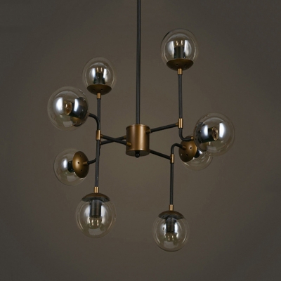 Antique Black and Brass Chandelier with Glass Balls 8/9 Lights Metal Pendant Light