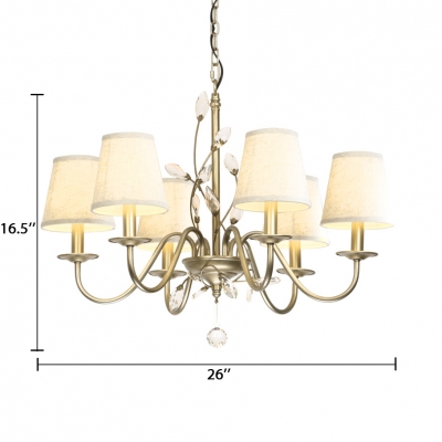 Bedroom Tapered Chandelier Metal Classic Gold Ceiling Light with 14