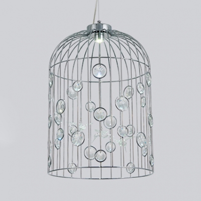 Cage Living Room Chandelier with Adjustable Cord Metallic 1 Light Classic Light Fixture in Gold/Silver