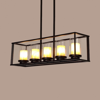 Dining Room Rectangle Island Light Fixtures Metal Vintage Black Island Pendants with 34