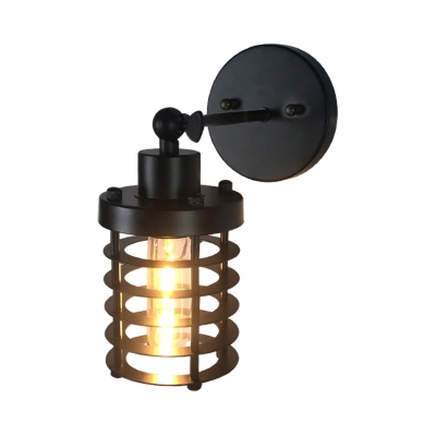 Industrial Wire Frame Sconce Light Single Light Metal Light Fixture in Black for Kitchen