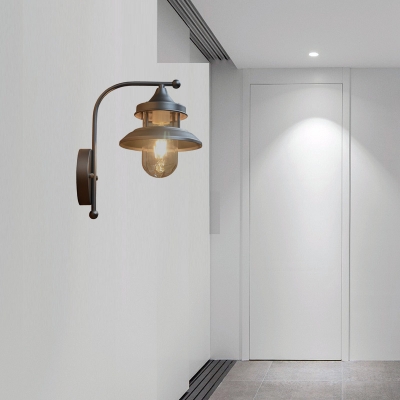 Living Room Sconce Light Metal Single Light Industrial Wall Light Fixture in Black/Gray