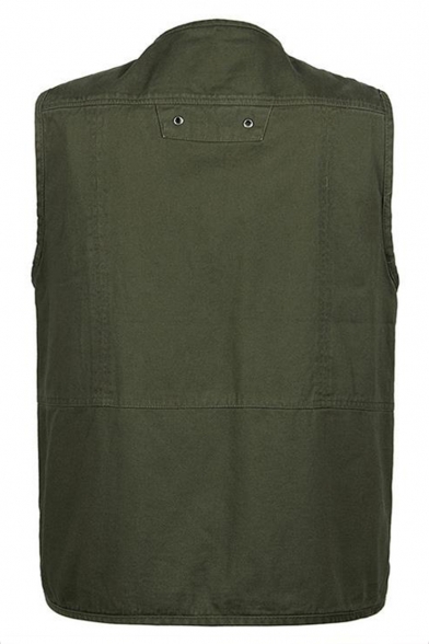 Men's New Stylish V-Neck Zip Up Sleeveless Multi-Pocket Outdoor Jacket Vest