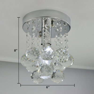 Modern Ceiling Light Clear Crystal 1 Light Nickel Chandelier for Foyer