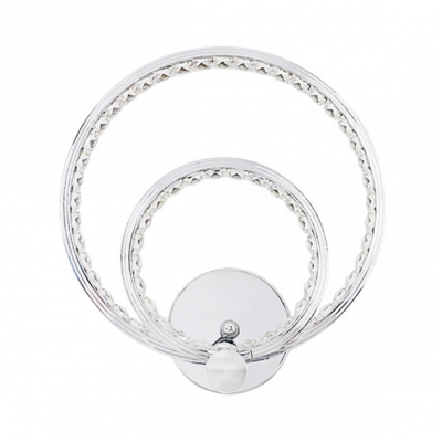 Ring Wall Lamp Hallway Contemporary Sconce Light with Clear Crystal Bead in Chrome