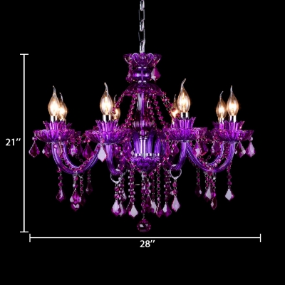 Traditional Purple/Green/Red Chandelier with Candle and 12