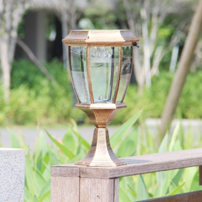 1/2 Pack Waterproof LED Post Lamp Black/Brass/Bronze Solar Powered Post Lantern in White for Courtyard Pathway