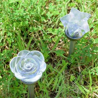 1/4 Pack LED Solar Torch Light Rose/Star Shape Waterproof Security Light for Garden Lawn