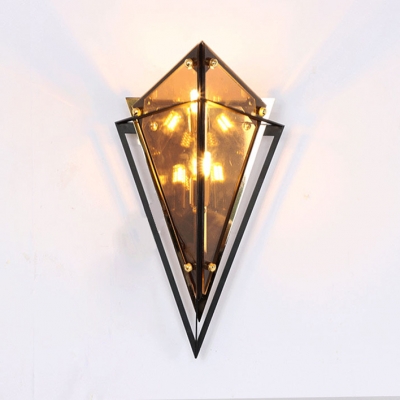 2 Lights Prism Sconce Light Traditional Amber/Natural Ash Crystal Wall Light for Foyer