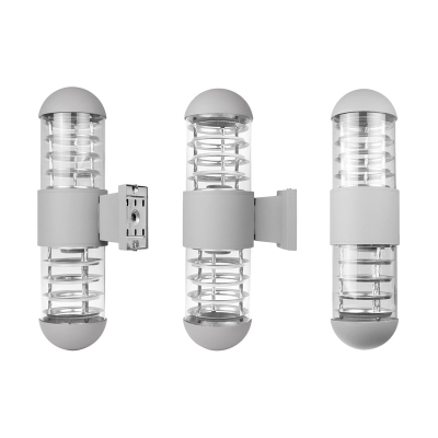 2 LED Glass Security Lamp Wireless Waterproof Wall Lighting in Silver/Black for Yard Pathway