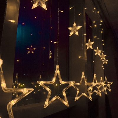 2-Pack Decorative Star Hanging Lights 8ft 138 Lights LED Fairy String Lights for Balcony Garden