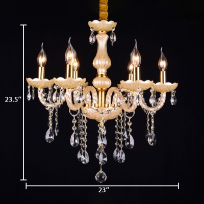 Candle Dining Room Chandelier Metal 6 Lights Contemporary Hanging Lamp with 12