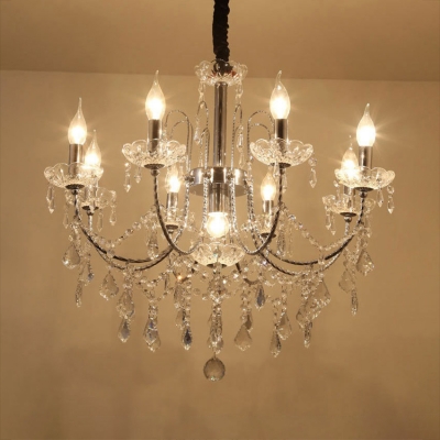 Chrome/Brass Candle Chandelier with 12