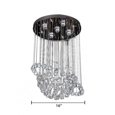 Chrome Sphere Ceiling Lighting 3/5 Lights Modern Clear Crystal Chandelier for Bedroom