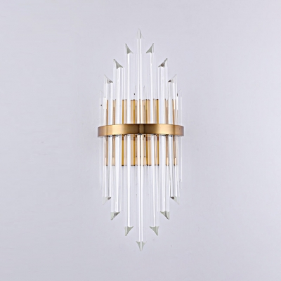 Clear Crystal Sconce Light 2 Lights Modern Sconce Wall Light in Gold for Living Room