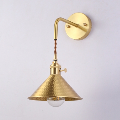 Cone Suspender Wall Light Hallway One Light Vintage Metal Wall Sconce in Brushed Brass/Aged Brass