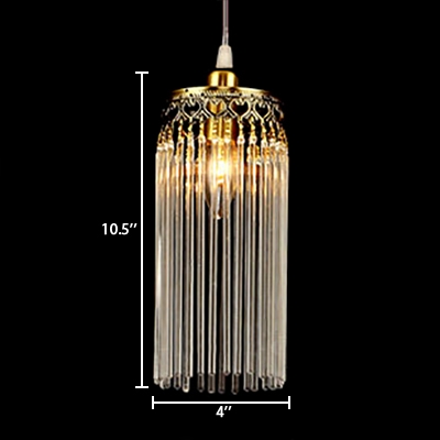 Linear Single Pendant Light Clear Crystal Vintage Ceiling Light In