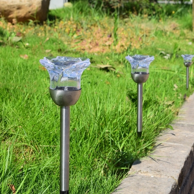 1/4 Pack LED Solar Torch Light Rose/Star Shape Waterproof Security Light for Garden Lawn