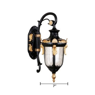 1 Light Lantern Landscape Lighting for Stair Patio Antique Water-Resistant Black Wall Light