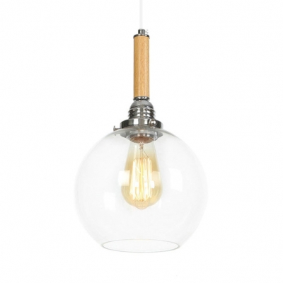 Industrial Curved/Globe Pendant Lamp Clear Glass Single Light Pendant Light for Foyer
