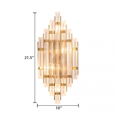 Bathroom Wall Light Fixture Metal Contemporary Gold Sconce Light with Clear Crystal