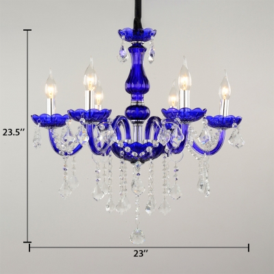 Candle Foyer Hanging Chandelier Clear Crystal 6 Lights Kids Chandelier with 12