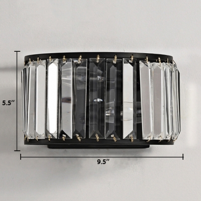 Contemporary Style Wall Light Fixture 2 Lights Metal and Clear Crystal Sconce Lighting in Black/Bronze