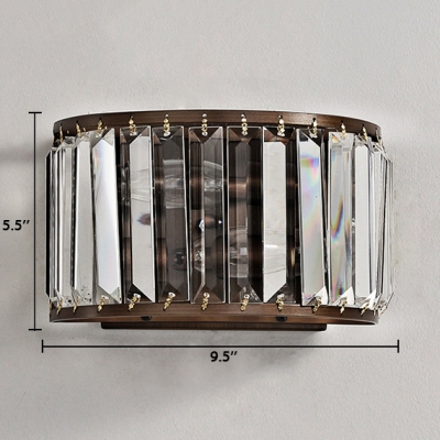 Contemporary Style Wall Light Fixture 2 Lights Metal and Clear Crystal Sconce Lighting in Black/Bronze