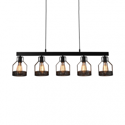 Lantern Hanging Island Lights Dining Room 5 Lights Industrial Pendant Lights with 31.5