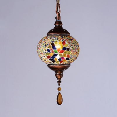 Moroccan Pendant Lighting With Globe Multi Color Glass Hanging