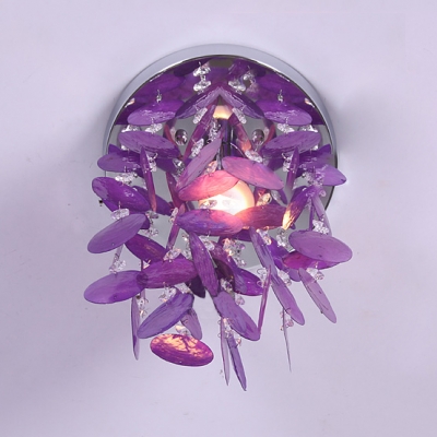 Multicolor Flush Mount Light Single Light Modern Style Shell Ceiling Lighting with Clear Crystal Beads for Bedroom