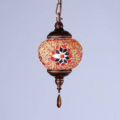 Traditional Globe Hanging Lamp Mosaic Single Light Pendant Lighting for Living Room
