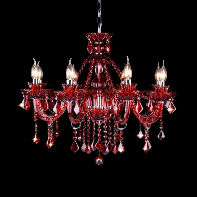 Traditional Purple/Green/Red Chandelier with Candle and 12