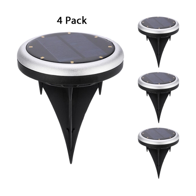 4 Pcs Outdoor 4LED Disk Lights 5W Waterproof Silver/Green Ground Light with Solar Power for Step Patio