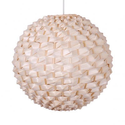 Beige Globe Ceiling Pendant Pastoral Woven 1 Light Hanging Lamp for Hallway Dining Room