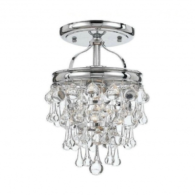Antique Style Semi Flush Light One Light Clear Crystal Ceiling