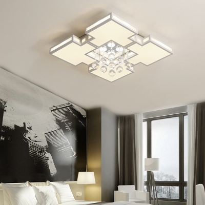 Bedroom Square Ceiling Pendant Acrylic Contemporary White Ceiling Flush Mount Light