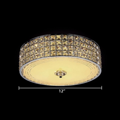 Clear Crystal Drum Flushmount Lighting LED Antique Style Ceiling Light, Third Gear