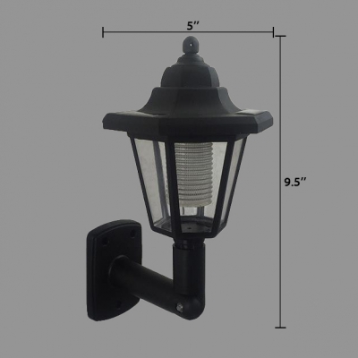 Clear Glass Lantern Security Lighting 1 LED Waterproof Solar Sconce Light for Pathway Stair