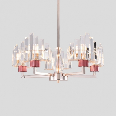 Contemporary Chrome Chandelier Light with Clear Crystal Shade 3/5 Lights Pendant Lighting Fixture