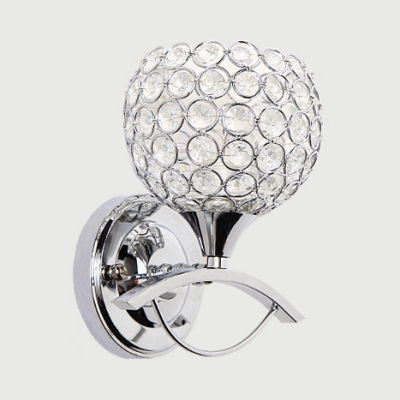 Contemporary Style Sphere Wall Mounted Lighting 1 Light Clear Crystal Sconce Light in Silver/Gold