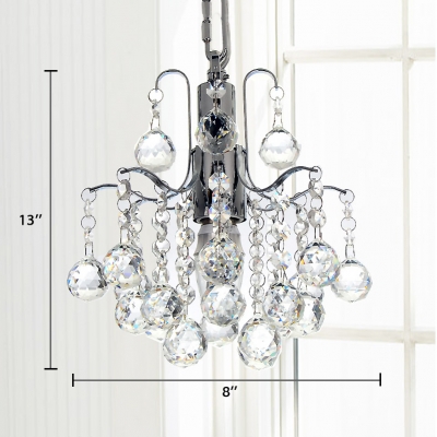 Dining Room Chandelier Clear Crystal 1 Light Contemporary Adjustable Light Fixtures in Polished Chrome