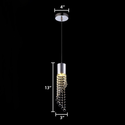 Dining Room Light Fixtures Modern, Height Adjustable Clear Crystal Bead Pendant in Chrome with 37